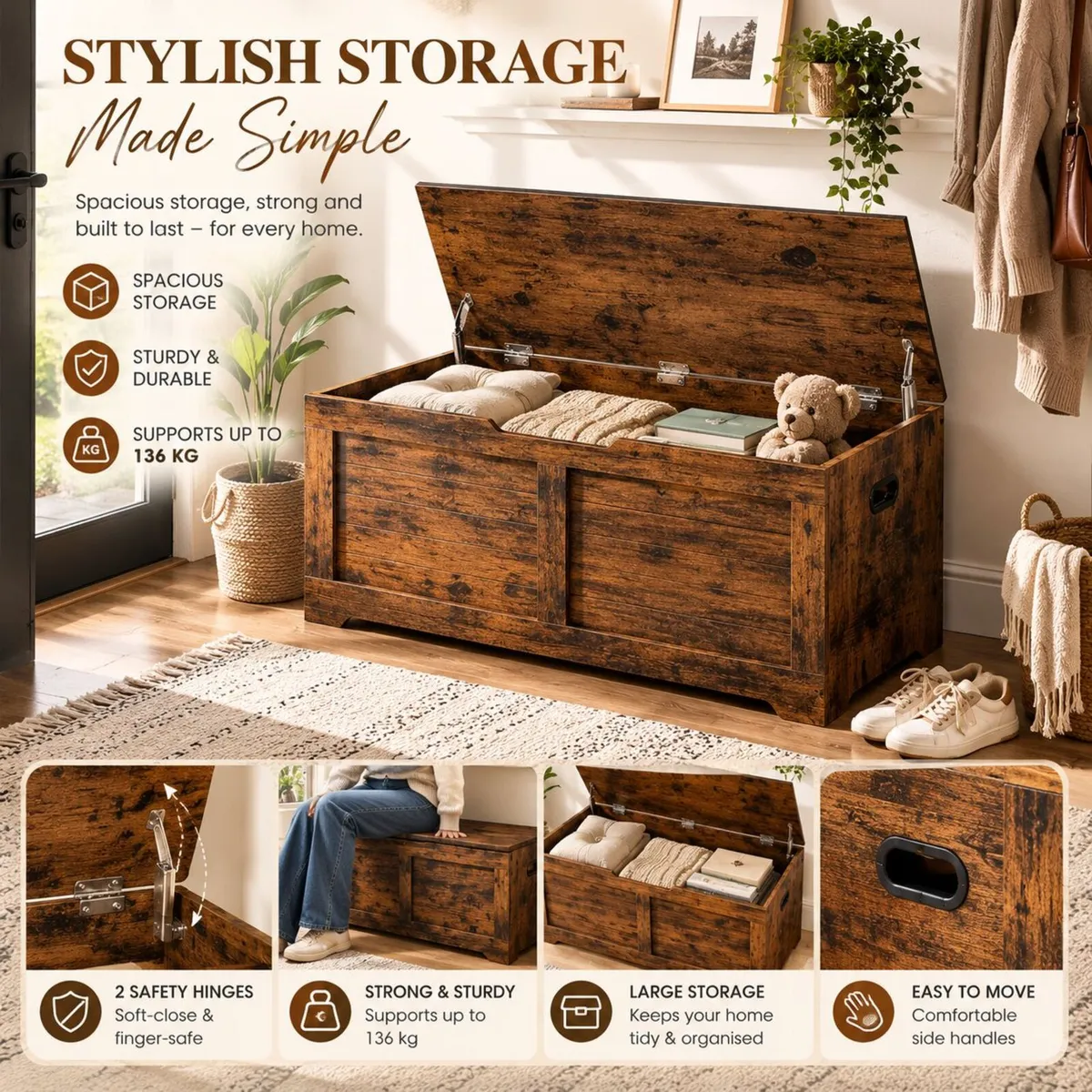Storage Bench with Lift-Up Lid Storage Box - Image 1
