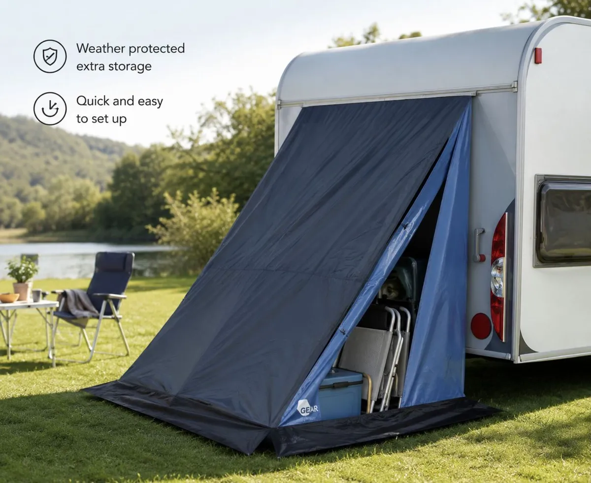 Caravan Rear Storage Tent 160cm Keder Rail Waterpr - Image 1