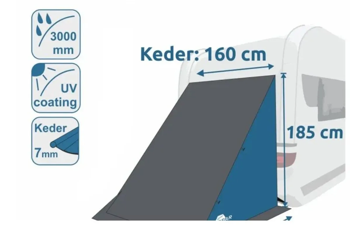Caravan Rear Storage Tent 160cm Keder Rail Waterpr - Image 2