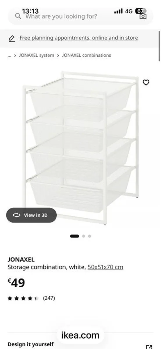 2 ikea jonaxel units fully assembled 4 baskets in each