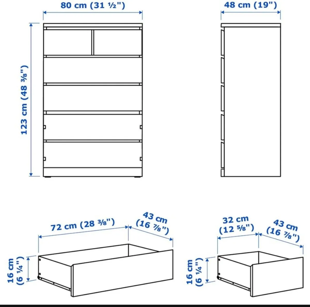 Pair of White 6-Drawer Chest of Drawers – Excellen - Image 1