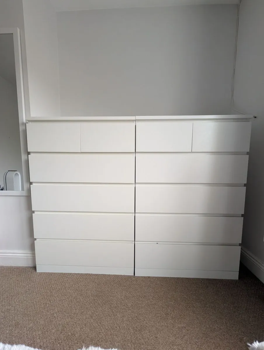 Pair of White 6-Drawer Chest of Drawers – Excellen - Image 2