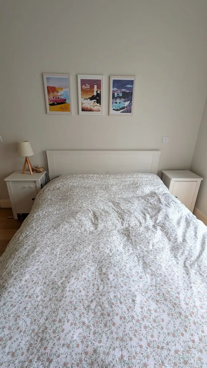 King Bed Frame + Matching Bedside Lockers - Image 1