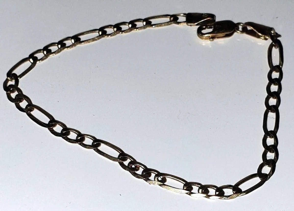 Vintage Hallmarked 9ct Gold Figaro Bracelet - Image 3