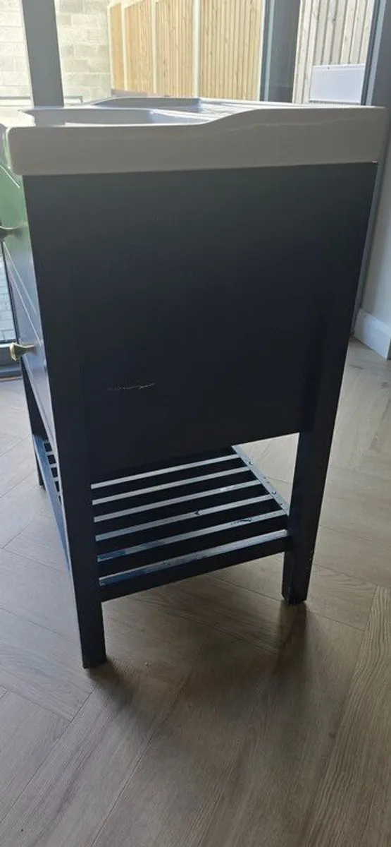 Navy Blue 600mm Bathroom Vanity Unit with Ceramic Basin - Image 4