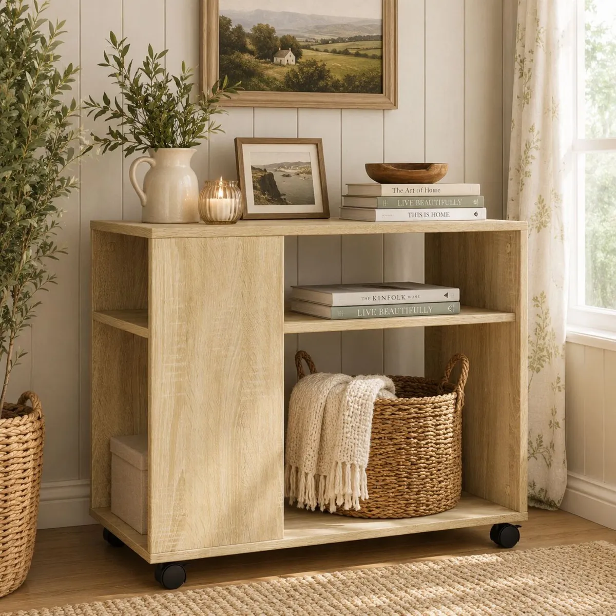 Mobile Storage Side Table with Wheels - Image 2