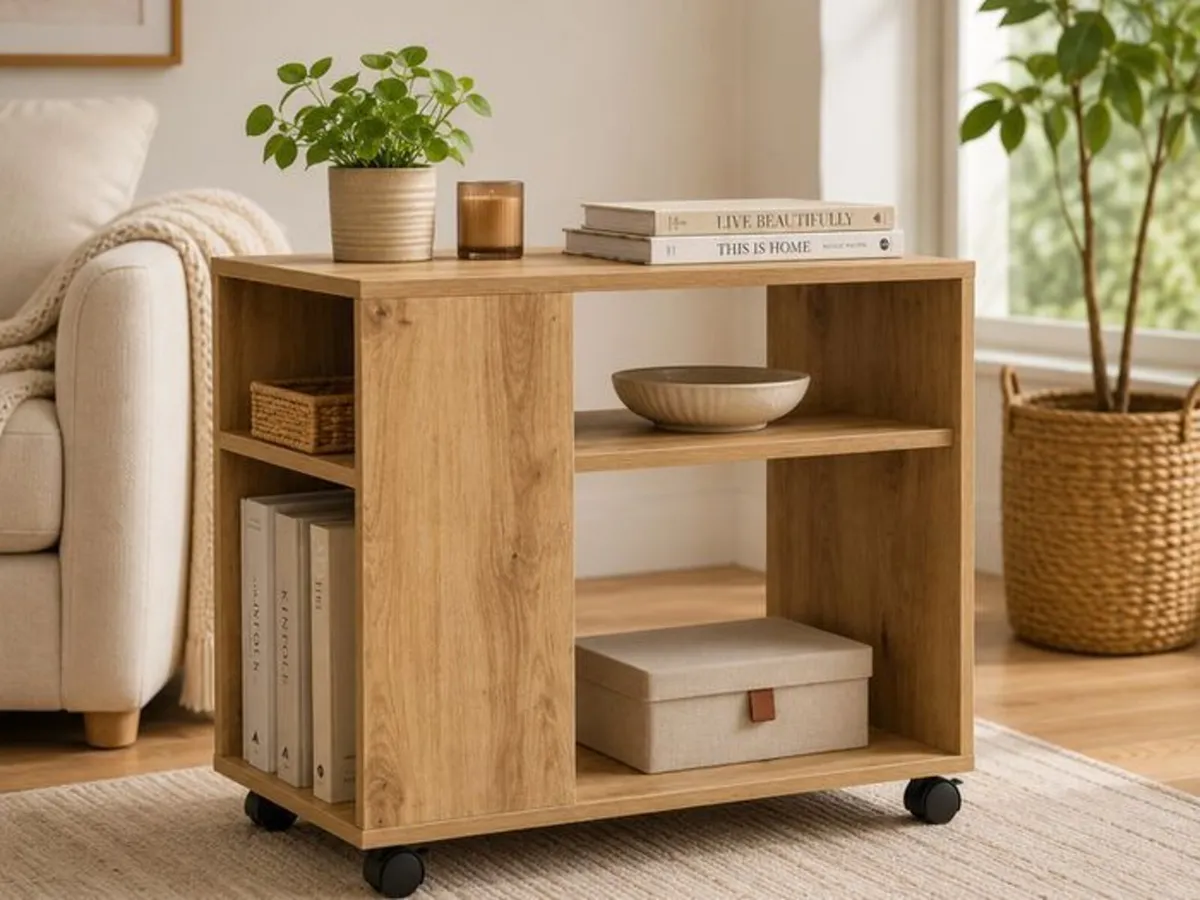 Mobile Storage Side Table with Wheels - Image 3