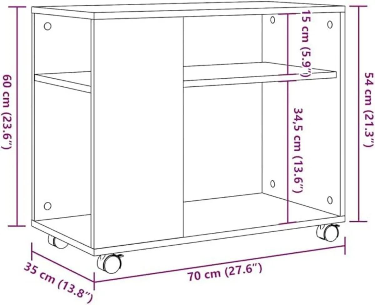Mobile Storage Side Table with Wheels - Image 2