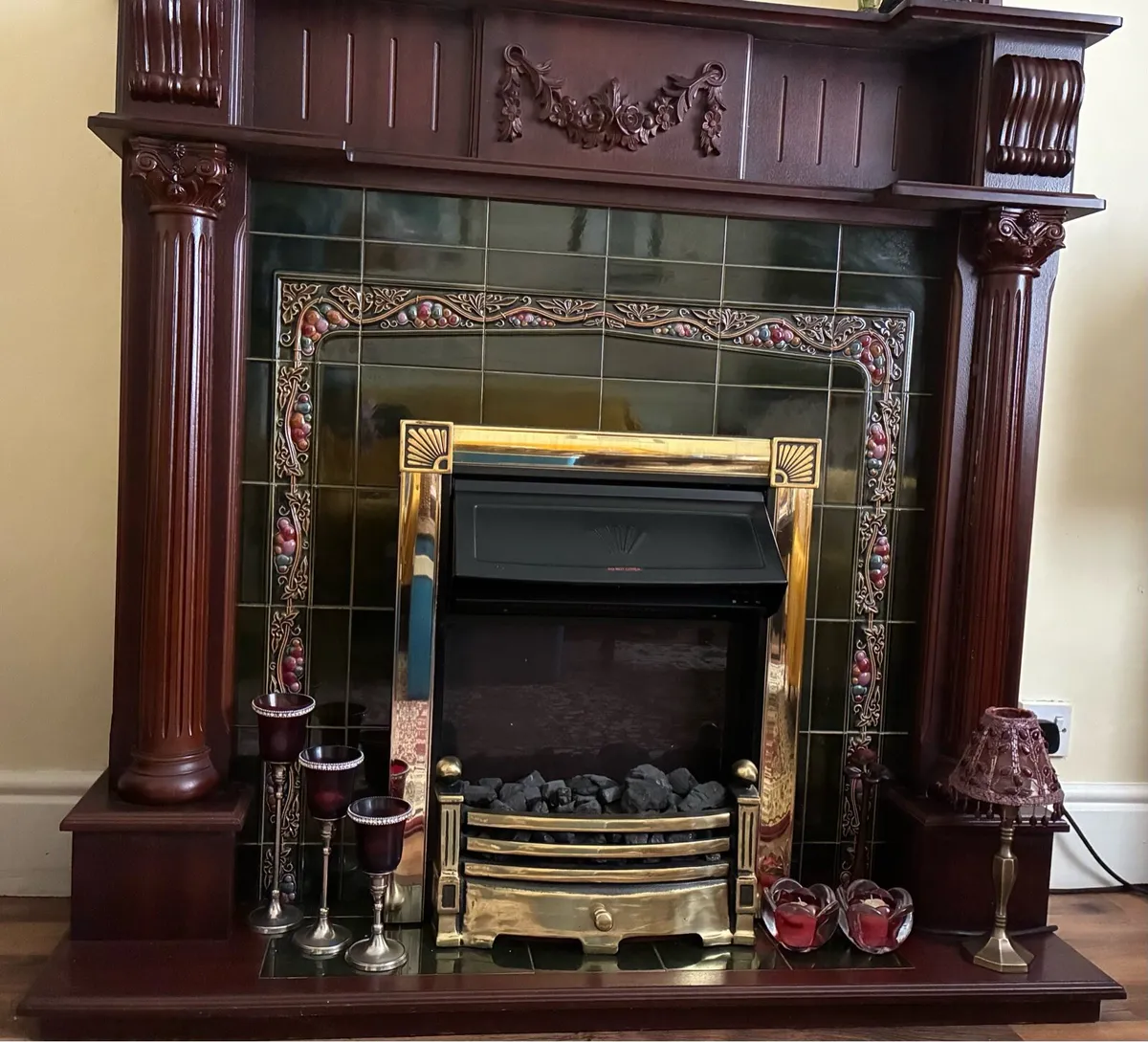 Mahogany effect Surround, Mirror, Fireplace - Image 2