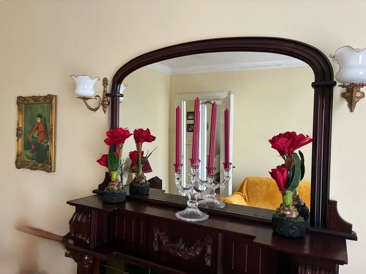 Mahogany effect Surround, Mirror, Fireplace - Image 3