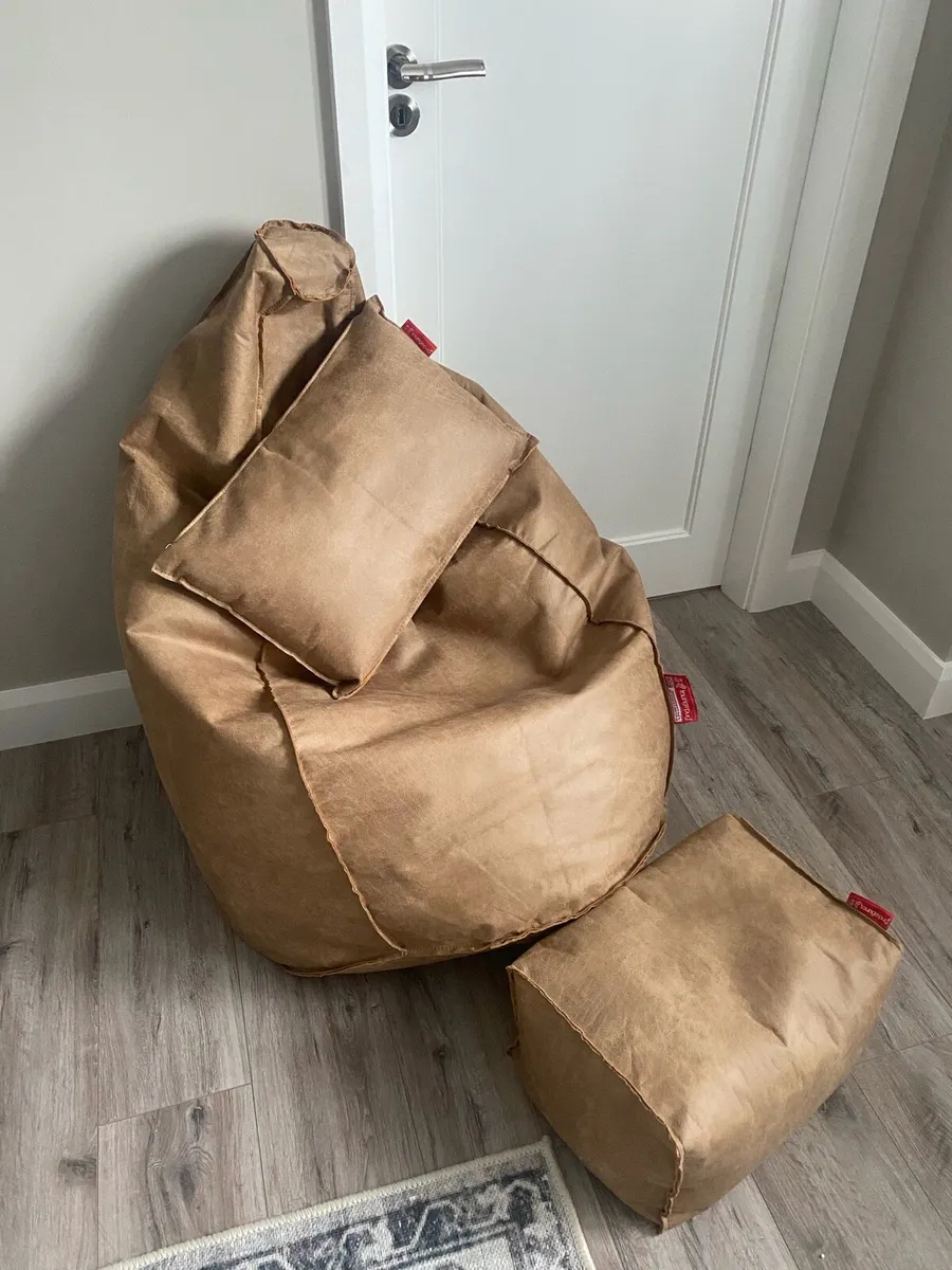 Lounge Pug Distressed Leather Bean Bag Chair - Image 2