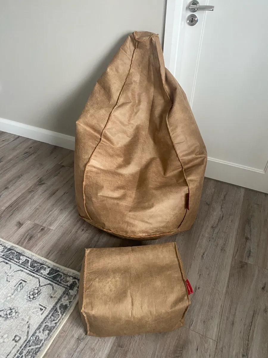 Lounge Pug Distressed Leather Bean Bag Chair - Image 1
