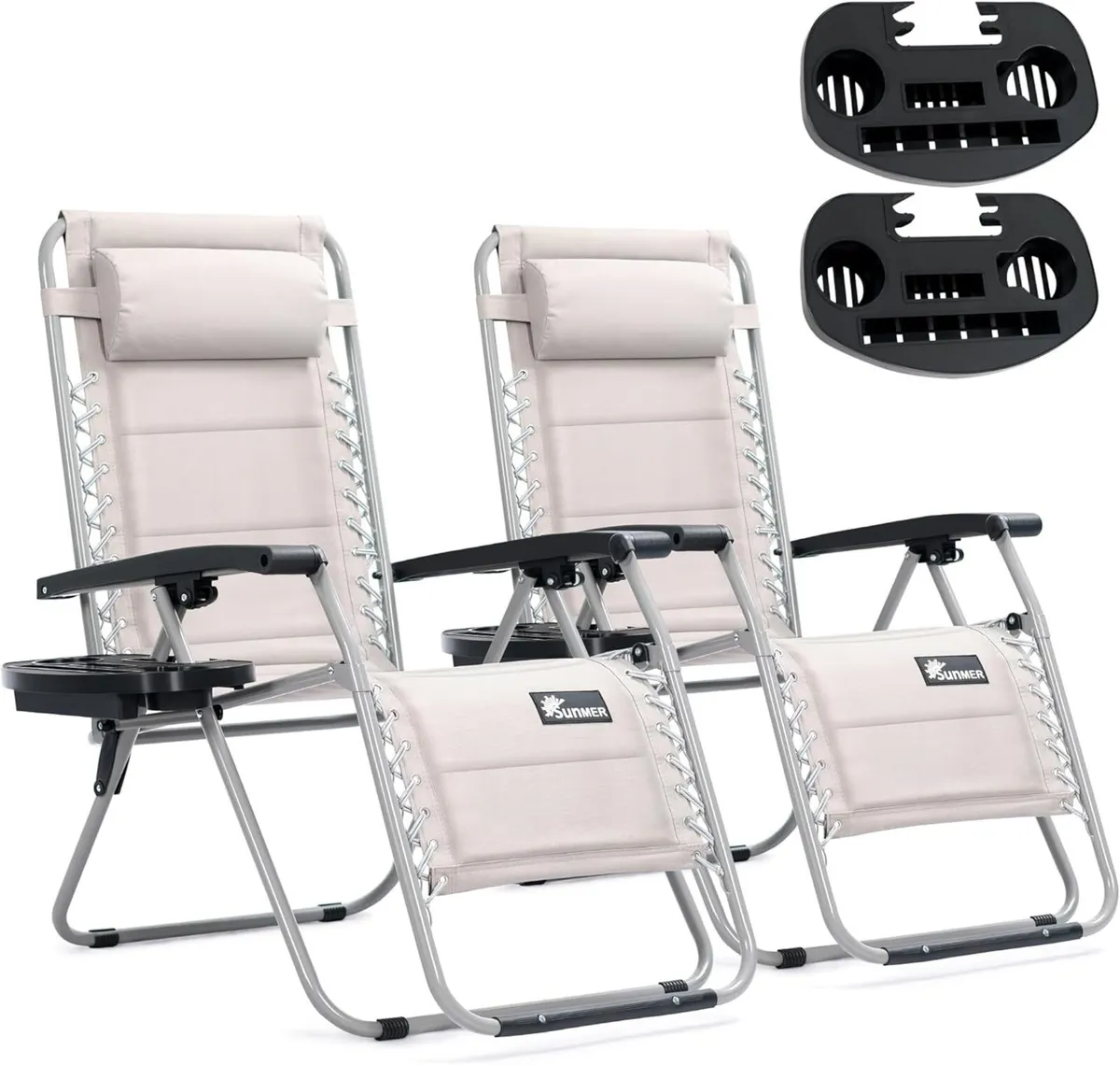 Lounger Garden Chairs Zero Gravity with Cup Phone - Image 1