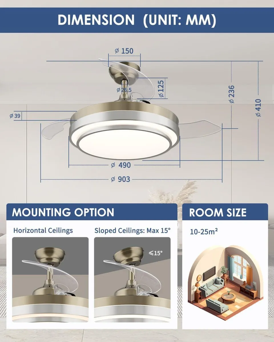 Cjoy Ceiling Fans with Lights and Remote Fan - Image 2