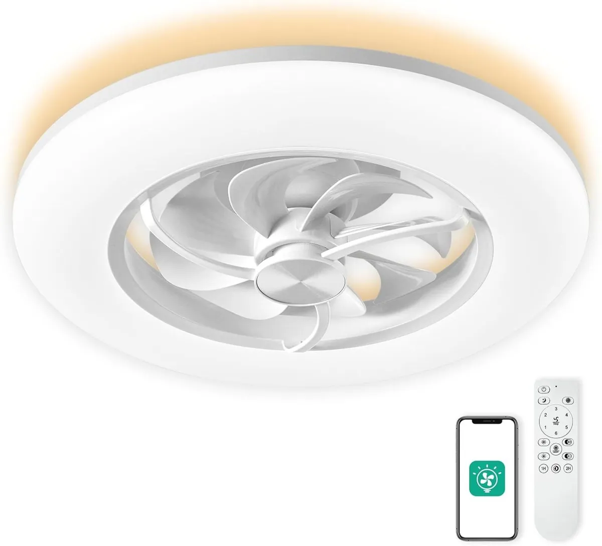 Low Profile Ceiling Fan with Light Modern Flush - Image 1