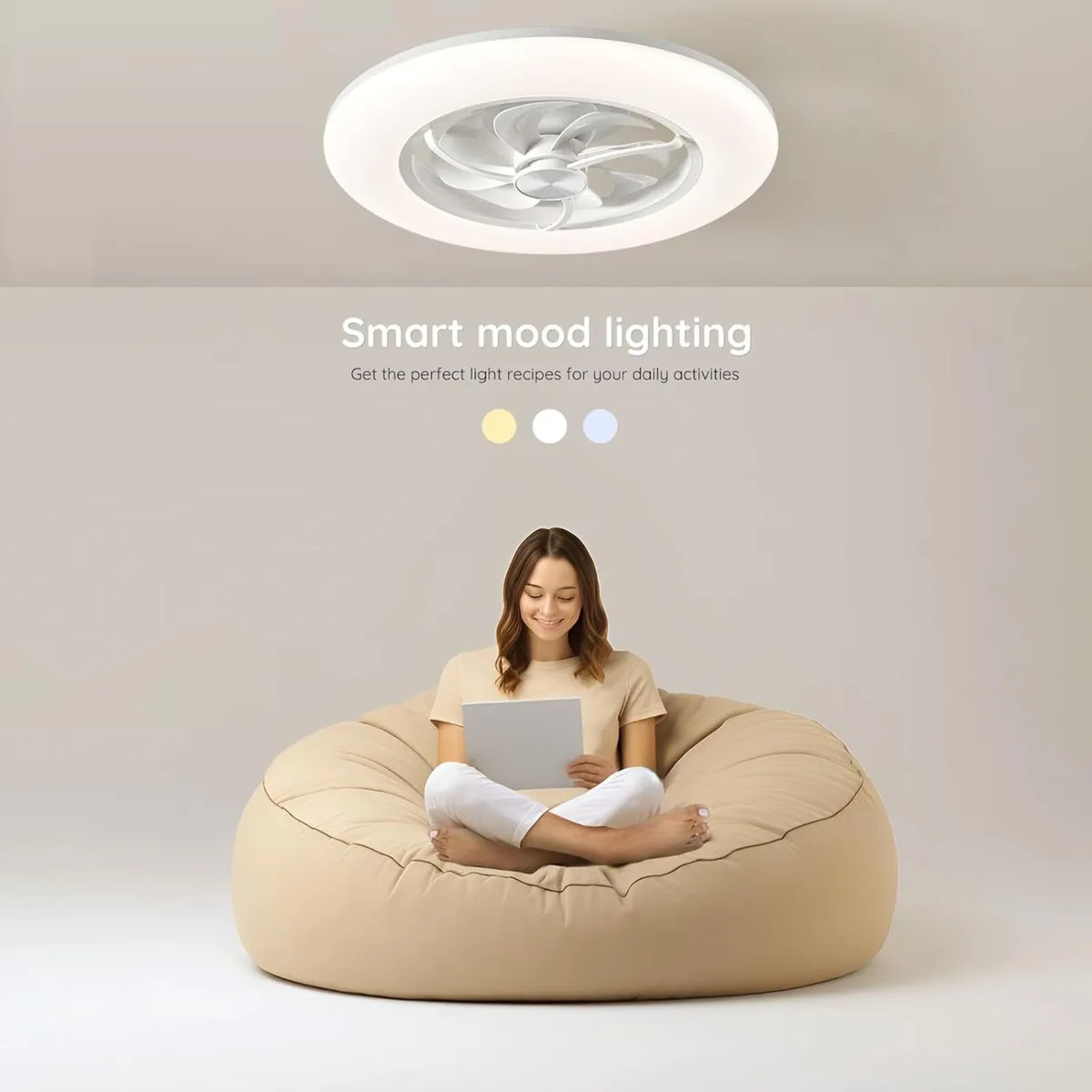 Low Profile Ceiling Fan with Light Modern Flush - Image 3