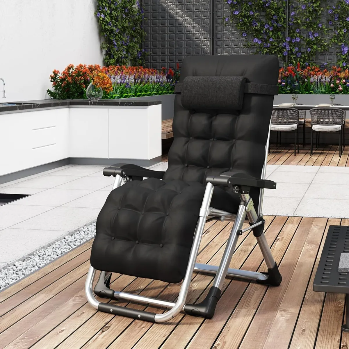 Outdoor Reclining Zero Gravity Chair with Cup - Image 2