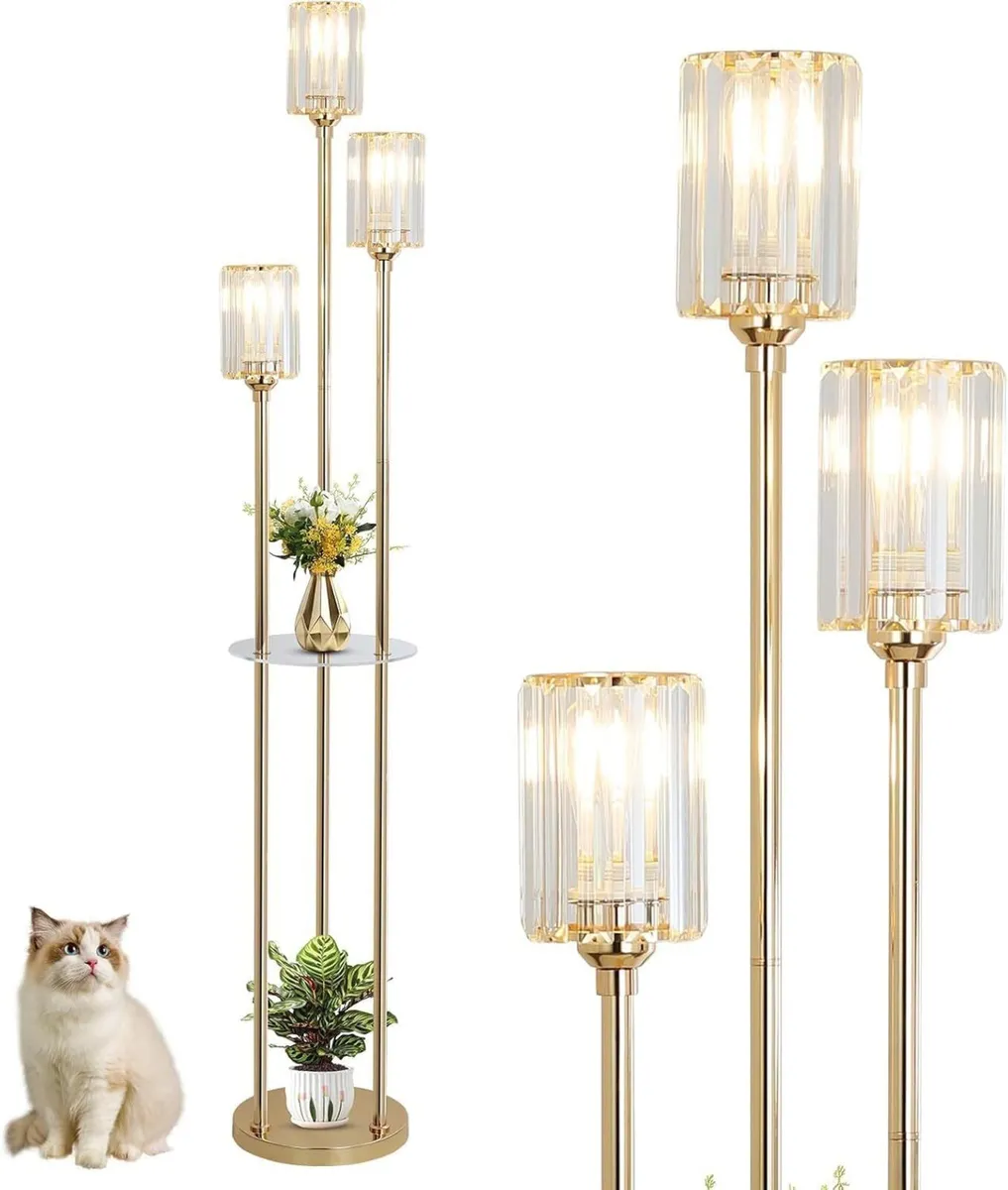 Modern Floor Lamp with Shelves 3-Lights Lamps - Image 1