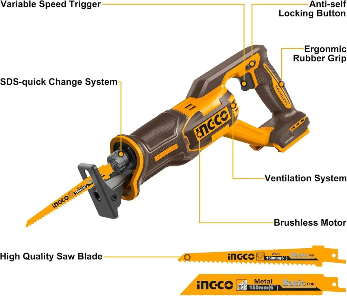 20V Cordless Reciprocating Saw Brushless Motor - Image 4