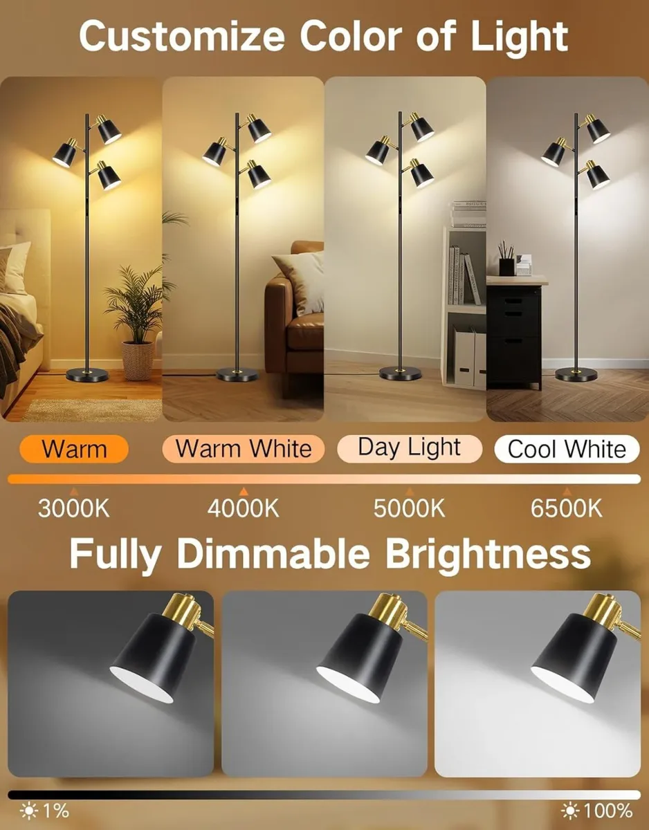 Outon LED Tree Floor Lamp 36W Dimmable Modern - Image 2