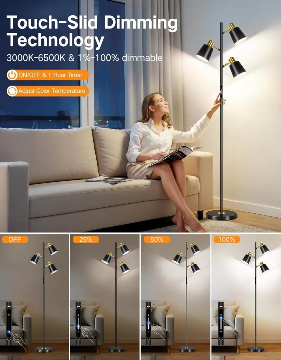 Outon LED Tree Floor Lamp 36W Dimmable Modern - Image 3