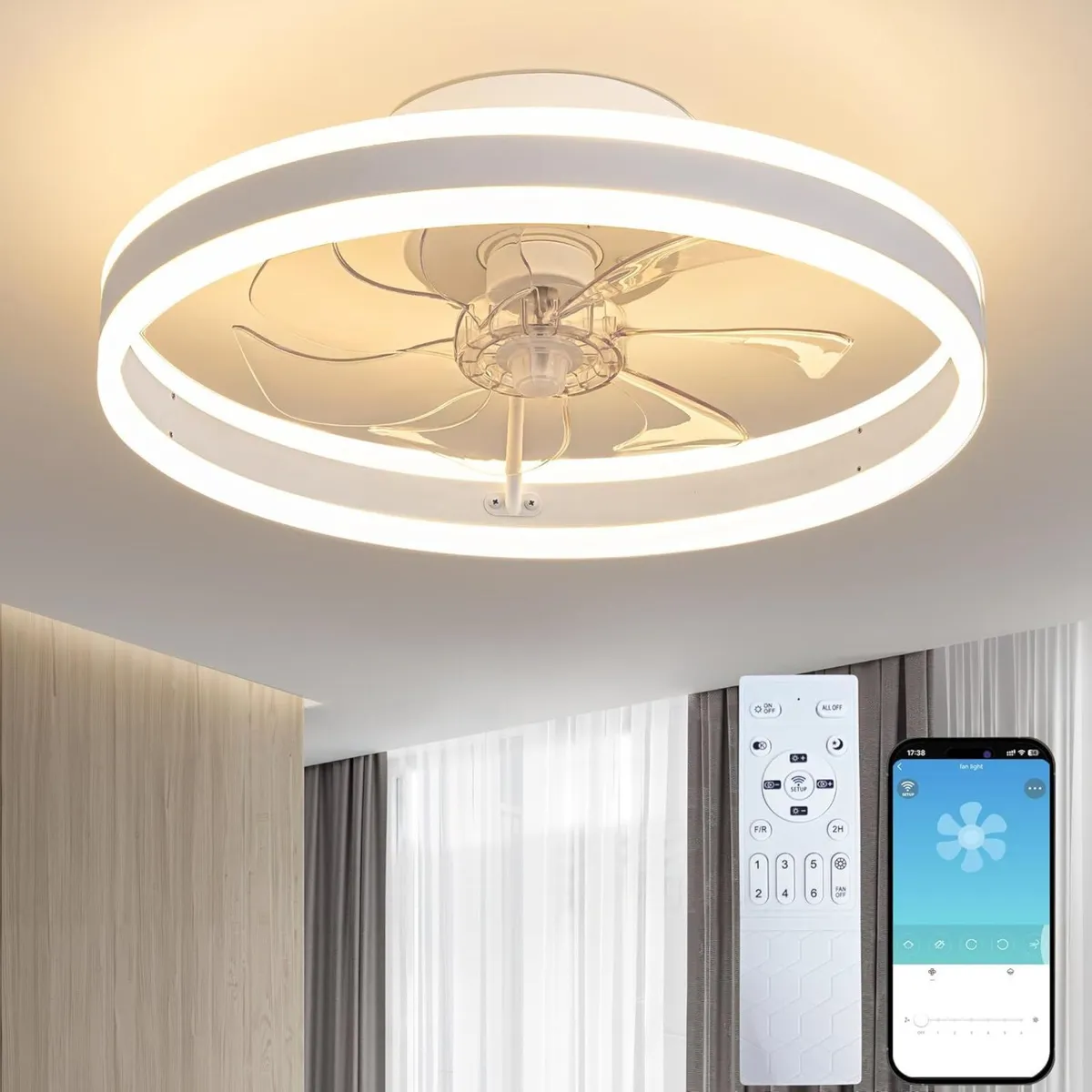 Ceiling Fans with Lights and Remote 45W - Image 1