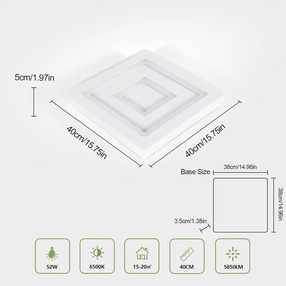 Lamp LED Modern 52W 5850lm Light Acrylic Squares - Image 4