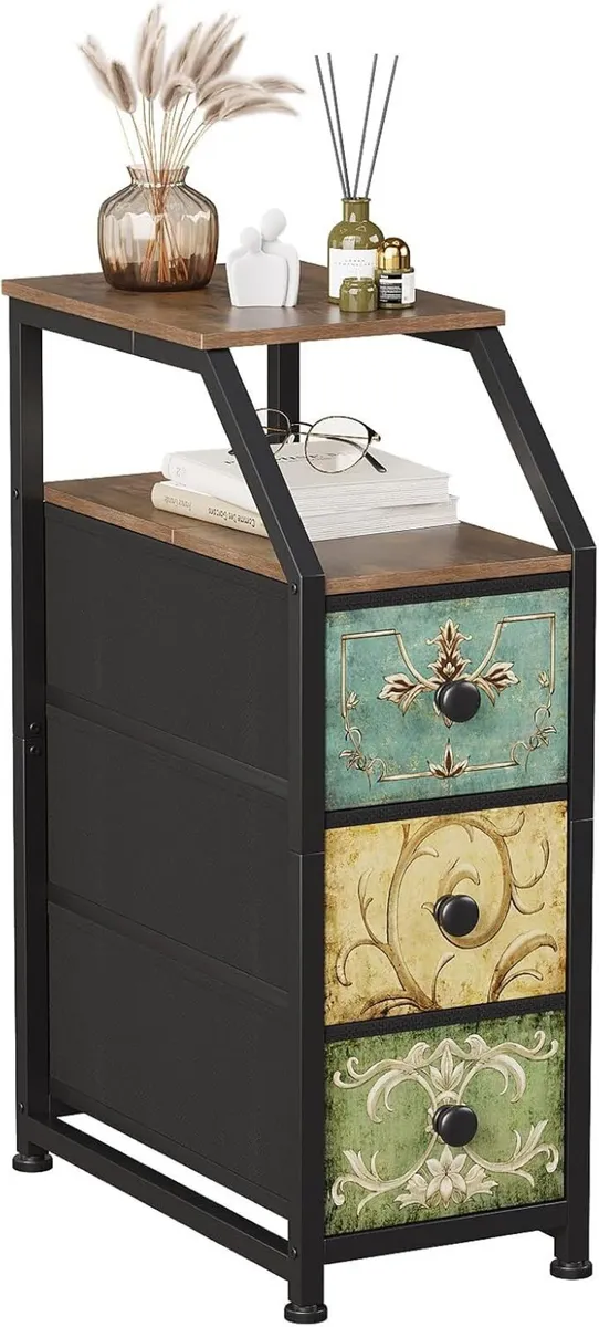 Fabric Chest of Drawers with 3 Narrow Top - Image 1