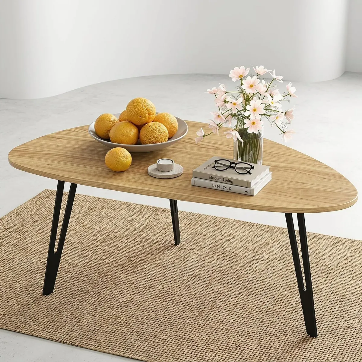 Modern Oval Coffee Table Oak Simple Centre - Image 1