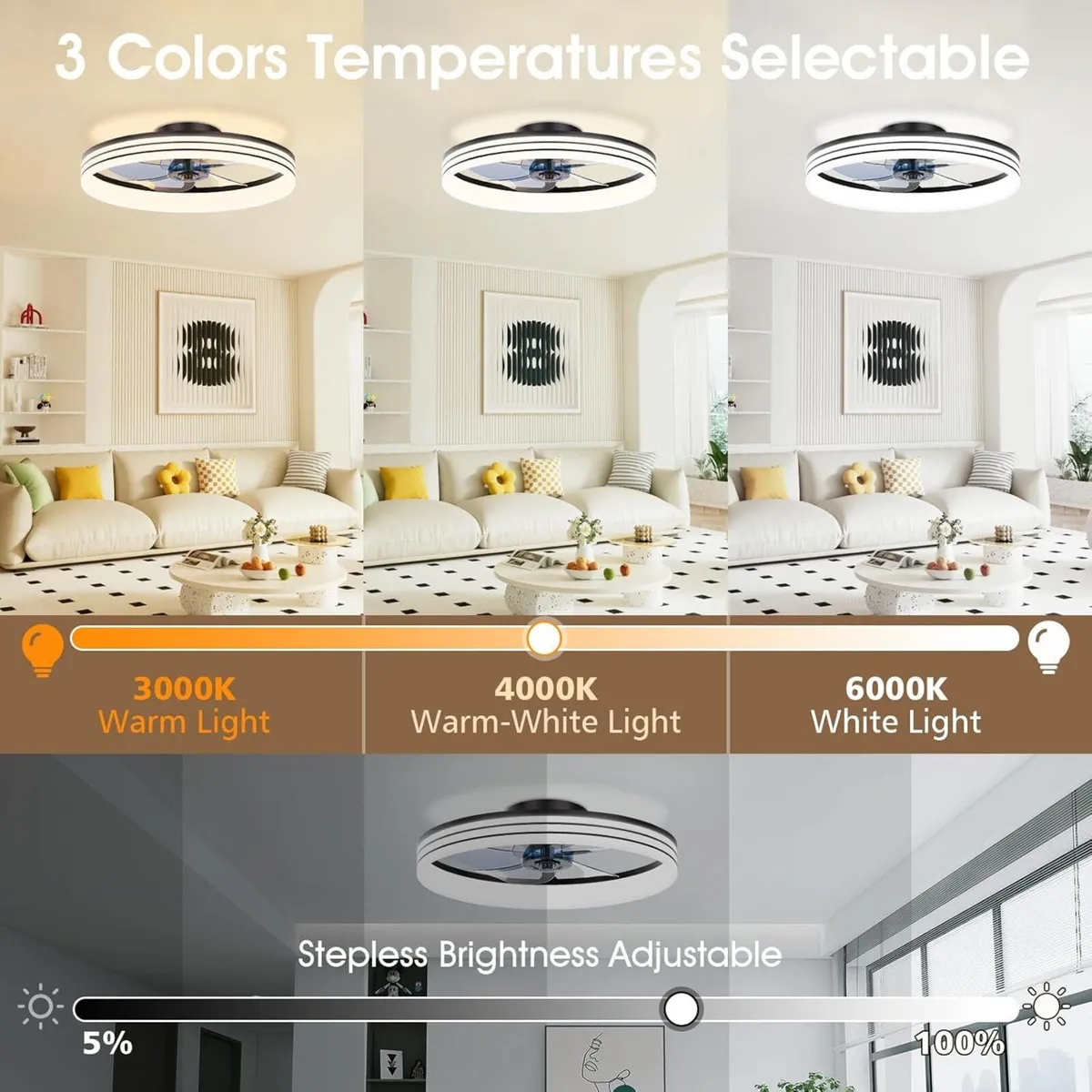 50CM Ceiling Fans with Lights and App Remote - Image 2