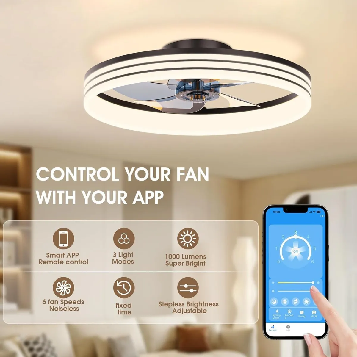 50CM Ceiling Fans with Lights and App Remote - Image 3