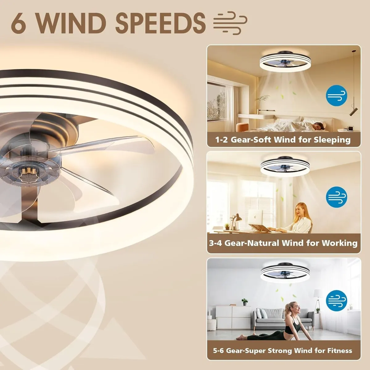 50CM Ceiling Fans with Lights and App Remote - Image 4