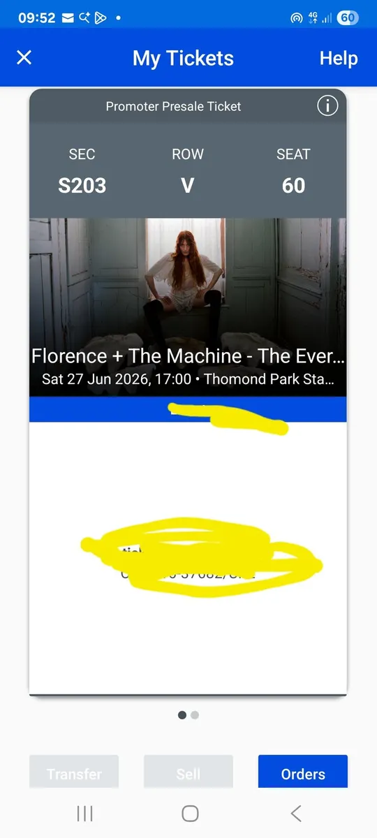 Florence and The machine 2 x seated tickets