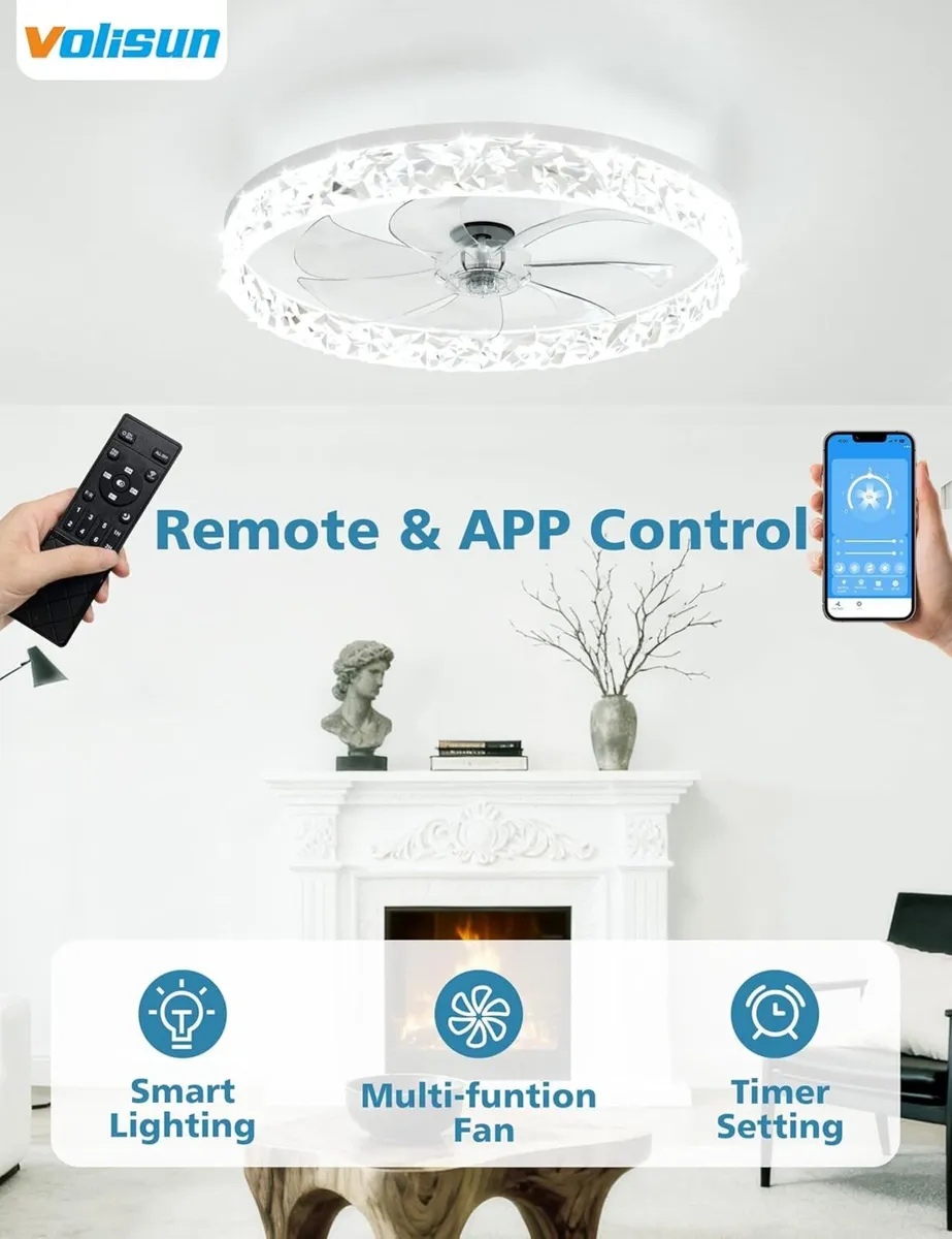 Volisun Ceiling Fans with Lights and Remote 50CM - Image 3