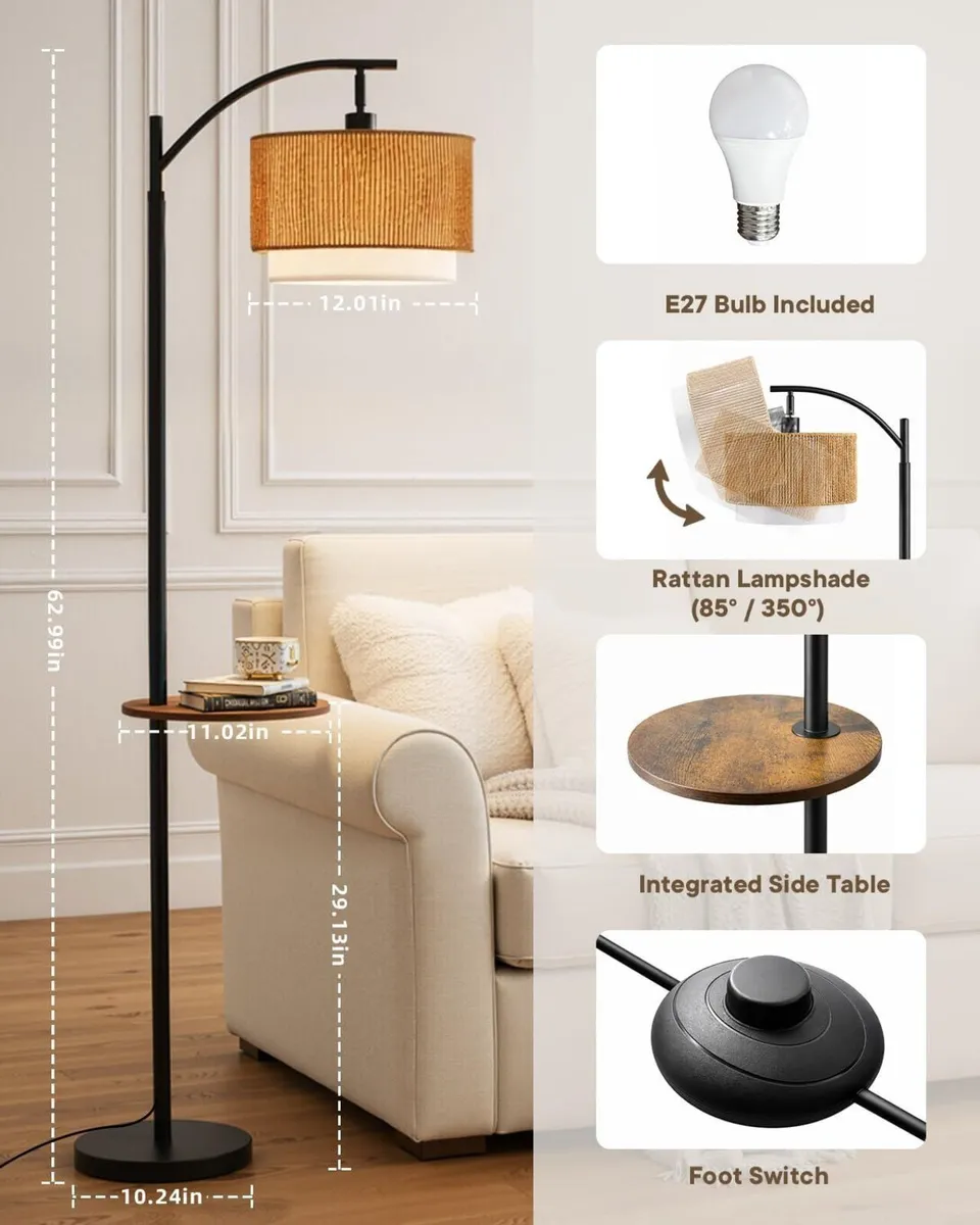 Rattan Floor Lamp for Living Room Standing - Image 2