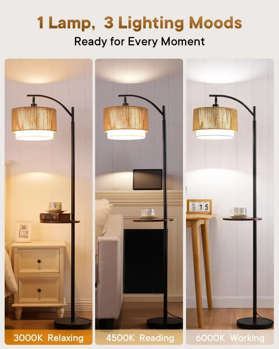 Rattan Floor Lamp for Living Room Standing - Image 3