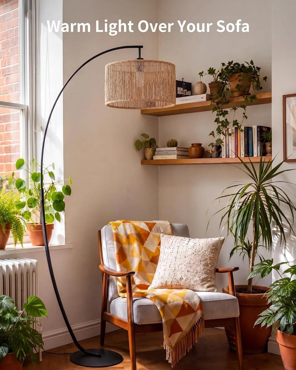 Boho Arc Floor Lamp for Living Room - Image 4