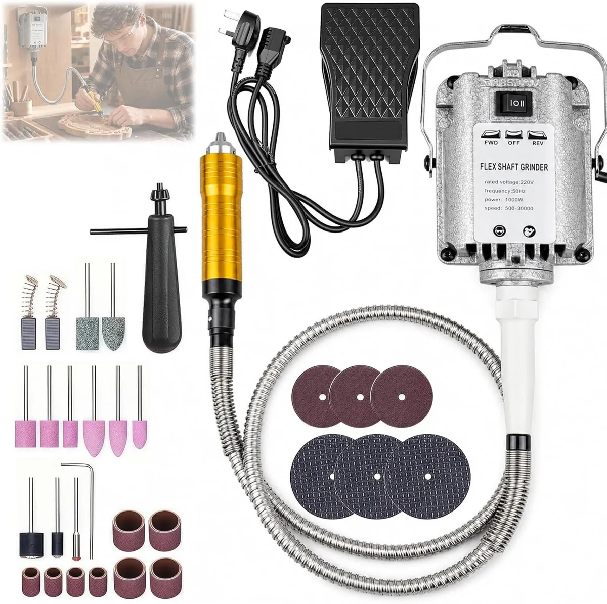 Flex Shaft Rotary Tool 1000W Hanging Grinder - Image 1