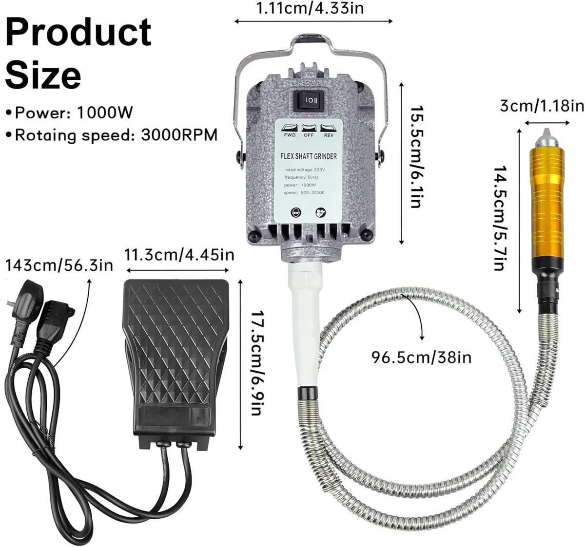 Flex Shaft Rotary Tool 1000W Hanging Grinder - Image 2