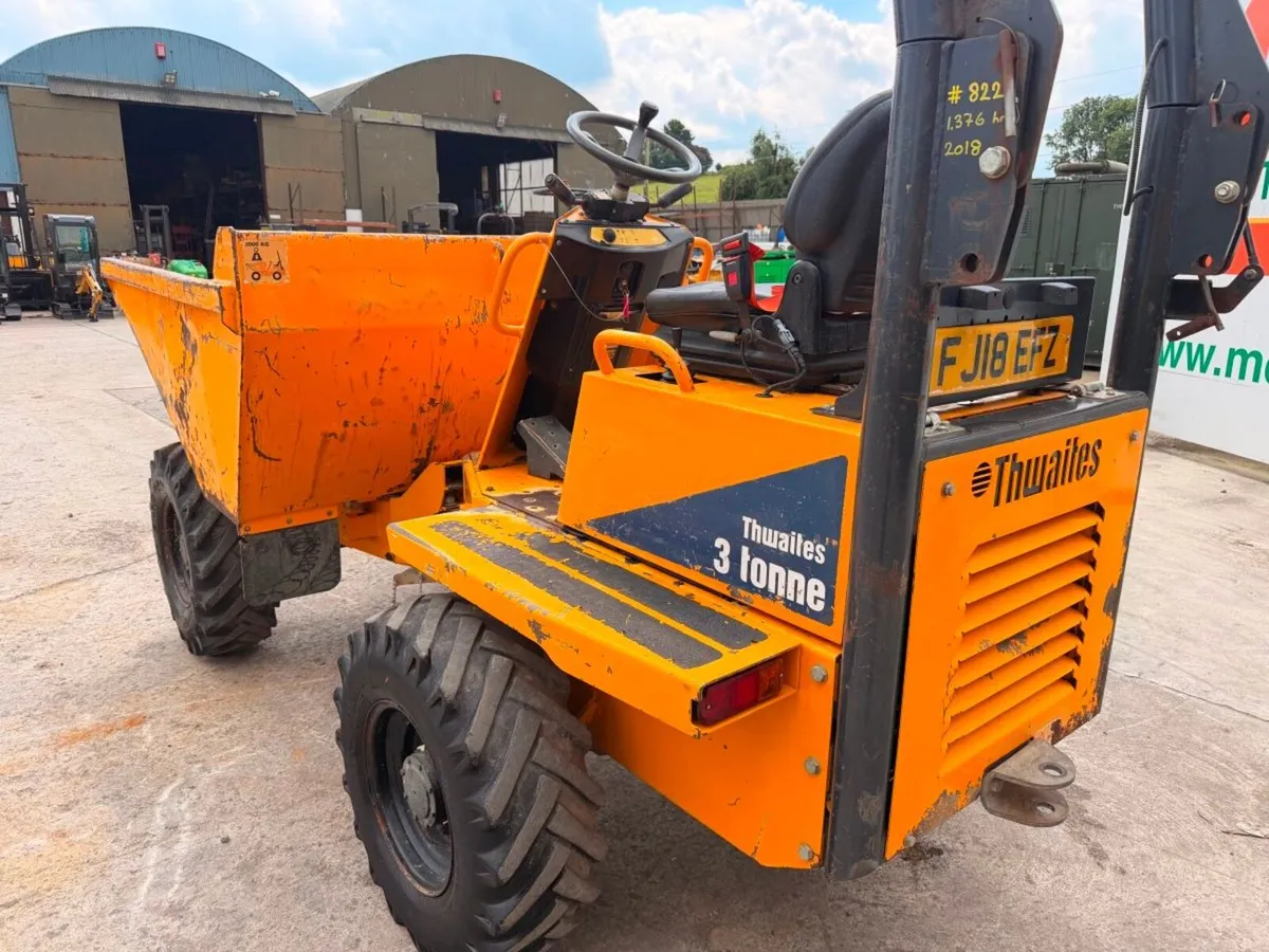 2018 THWAITES 3 TON DUMPER ...1,376 hours....822 - Image 4