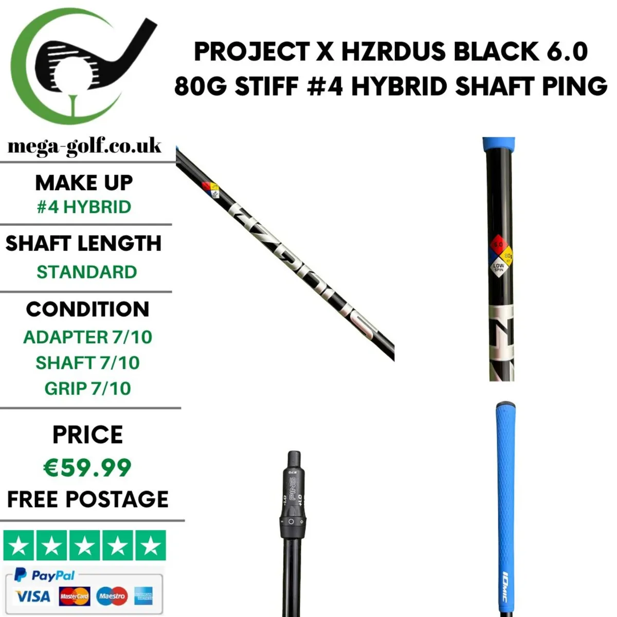 Project X Hzrdus Black 6.0 80g Stiff #4 Hybrid - Image 1