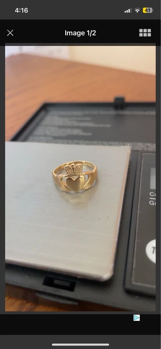 Gold claddagh ring - Image 1