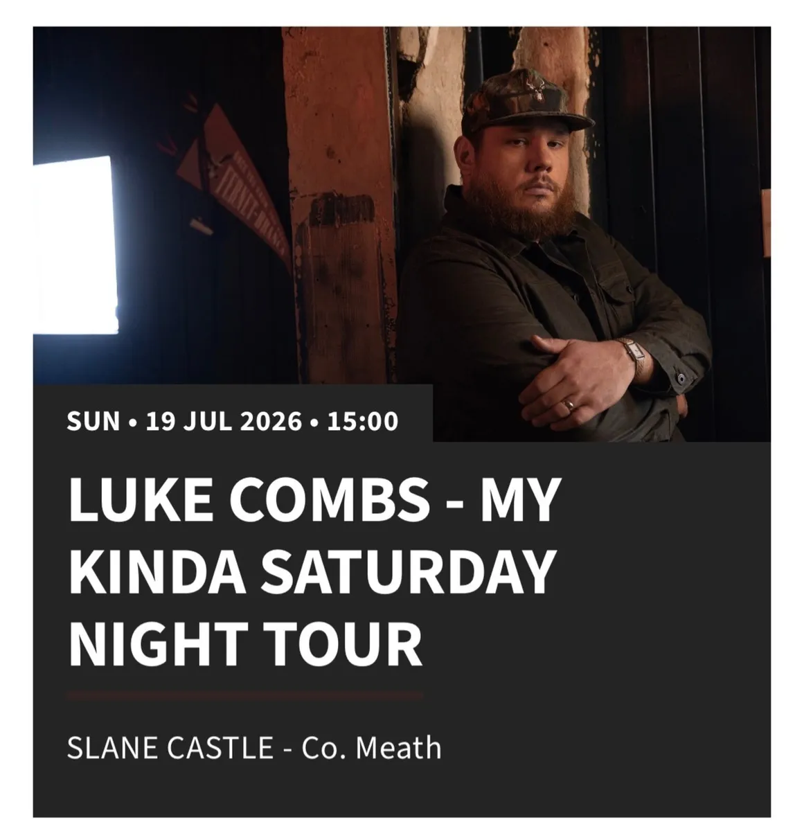 Luke Combs Sunday 19th July - Image 1
