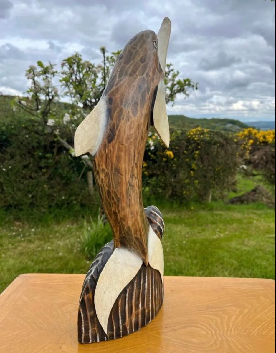 Wooden Dolphin Sculpture - Image 2