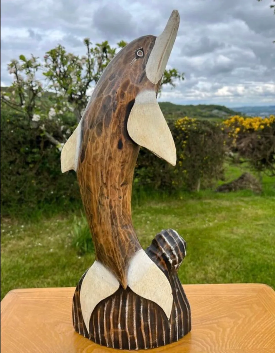 Wooden Dolphin Sculpture - Image 4