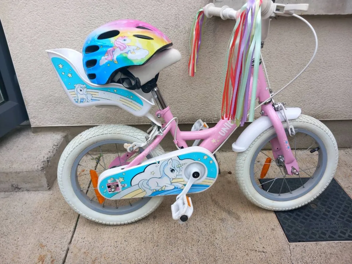 Kids unicorn bike size 14 inch wheels. - Image 1