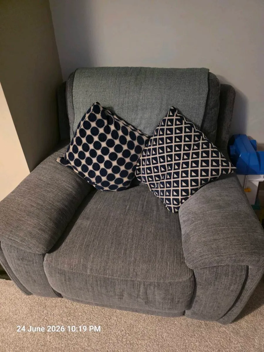 3 piece Navy Couch All Recliners with USB Ports - Image 1