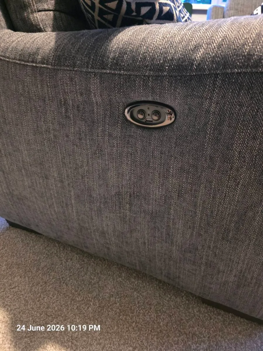 3 piece Navy Couch All Recliners with USB Ports - Image 2