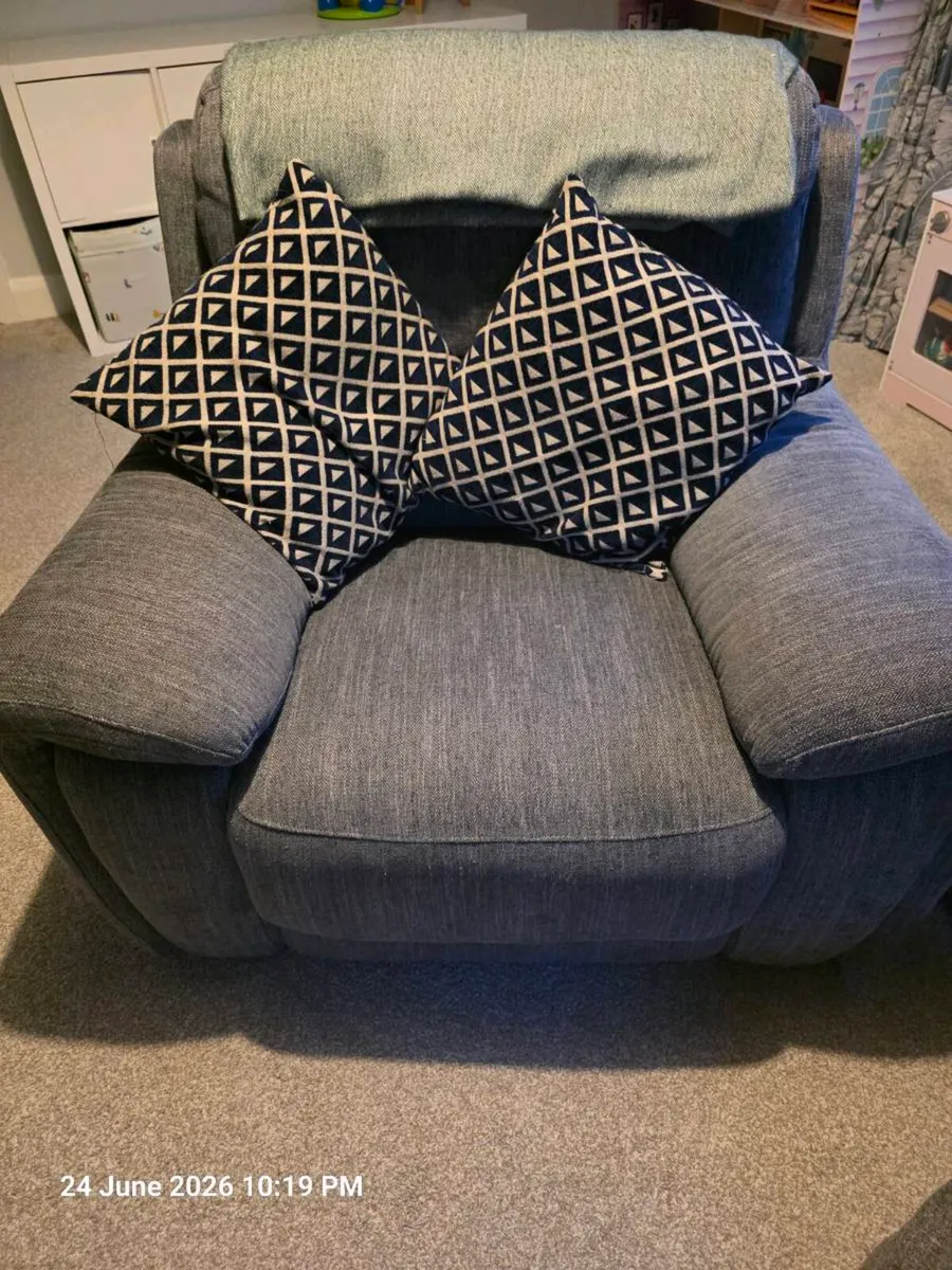 3 piece Navy Couch All Recliners with USB Ports - Image 4