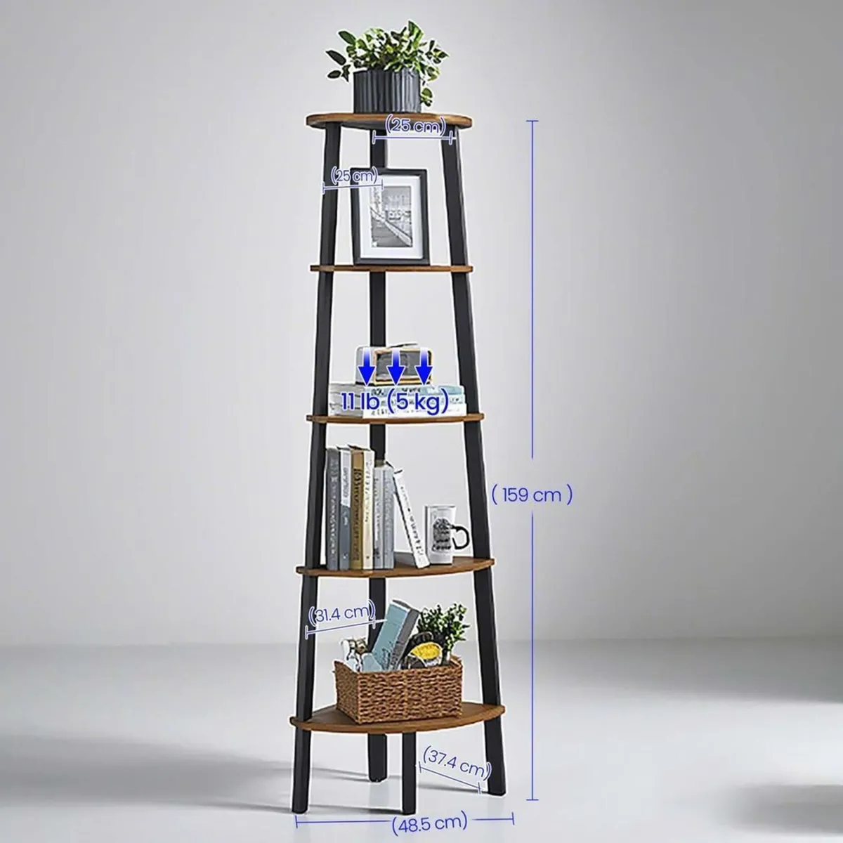 Corner shelf, bookcase with 5 levels - FREE P&P - Image 3